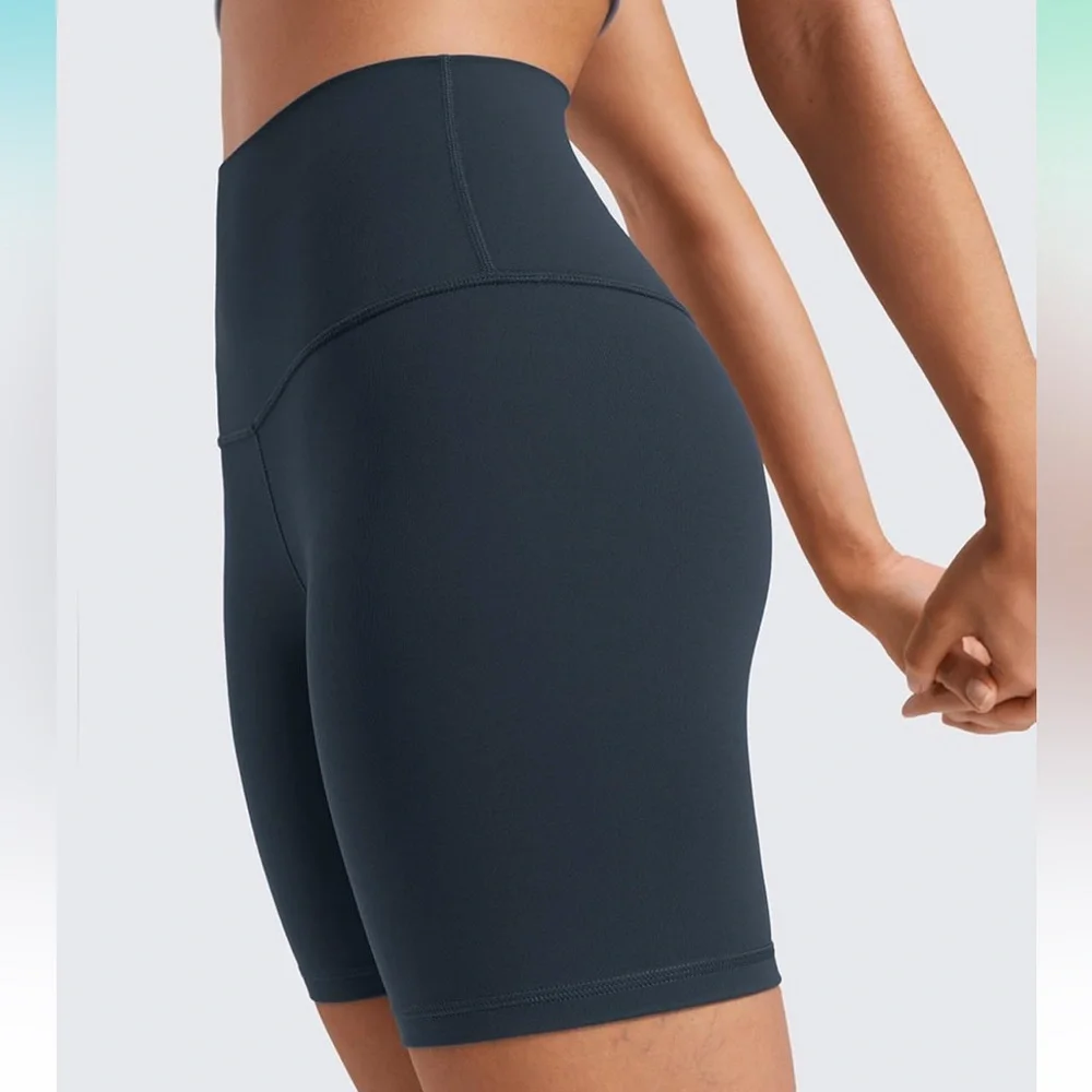 CRZ YOGA Womens ButterLuxe High Waisted Biker Shorts 6 Inches True Navy US S NWT - Picture 3 of 5